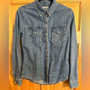 Topshop Moto Denim Button Down Women’s Shirt